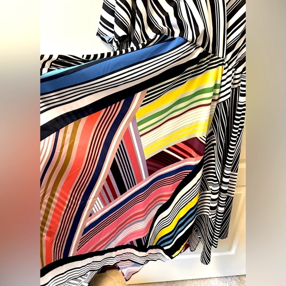 ELOQUII Size 16 Black and White Graphic Dolman Sleeve Dress with Color Insert - Picture 4 of 7